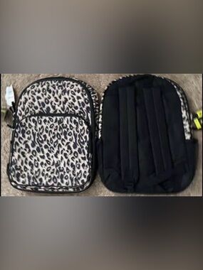Leopard Print Kids Backpack - Black & White
